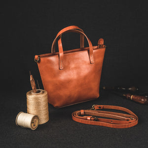YAAGLE Women Vintage Tanned Leather Handbag Tote YGM8110 - YAAGLE.com