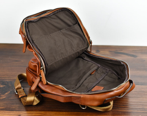 YAAGLE Mens' Unique Large Capacity Tanned Leather Travel Business Backpack YG8616 - YAAGLE.com