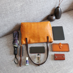 YAAGLE Brief Women Real Leather Contrast Color Handbag Tote YGBR6002 - YAAGLE.com