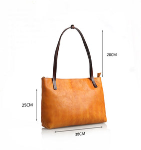 YAAGLE Brief Women Real Leather Contrast Color Handbag Tote YGBR6002 - YAAGLE.com