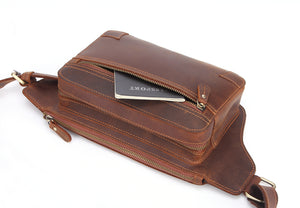 Vintage Handmade Full Grain Leather Waist Bag #M8170 - YAAGLE.com