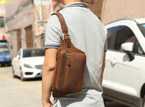 Vintage Handmade Full Grain Leather Waist Bag #M8170 - YAAGLE.com