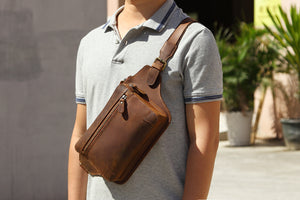 Vintage Handmade Full Grain Leather Waist Bag #M8170 - YAAGLE.com