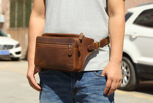 Vintage Handmade Full Grain Leather Waist Bag #M8170 - YAAGLE.com