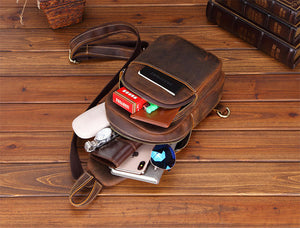 Vintage Full Grain Leather Small Sling Backpack Crossbody Summer Bag YG3722 - YAAGLE.com