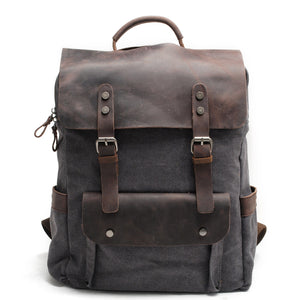 Vintage canvas backpack  leather bag mens daypack KS6007 - YAAGLE.com