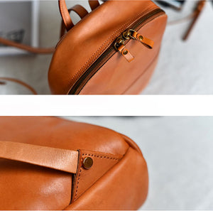 YAAGLE Girls' Simple Real Leather Student Zipper Backpack YG209 - YAAGLE.com
