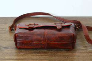 YAAGLE Women Classical Tanned Leather Cross Body Bag Messenger Laptop Bag Briefcase Vintage Handmade Work Bags YGPD2088 - YAAGLE.com