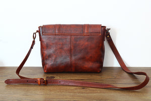 YAAGLE Women Classical Tanned Leather Cross Body Bag Messenger Laptop Bag Briefcase Vintage Handmade Work Bags YGPD2088 - YAAGLE.com