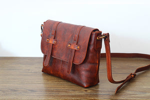 YAAGLE Women Classical Tanned Leather Cross Body Bag Messenger Laptop Bag Briefcase Vintage Handmade Work Bags YGPD2088 - YAAGLE.com