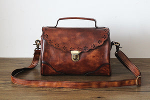 YAAGLE Women Vintage Tanned Leather Flap Shoulder Bag Tote YGPD2099 - YAAGLE.com