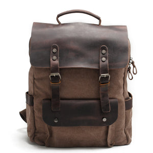 Vintage canvas backpack  leather bag mens daypack KS6007 - YAAGLE.com