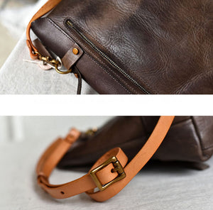 YAAGLE Women Vintage Tanned Leather Messenger Flap Handbag YG297 (big) - YAAGLE.com