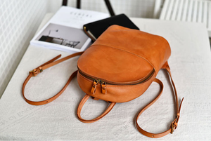 YAAGLE Girls' Simple Real Leather Student Zipper Backpack YG209 - YAAGLE.com