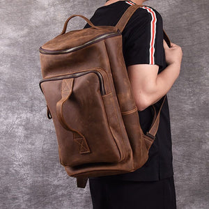 Vintage Muti-funciton Travel Backpack Cross body Leather Bag - YAAGLE.com