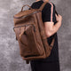 Vintage Muti-funciton Travel Backpack Cross body Leather Bag - YAAGLE.com