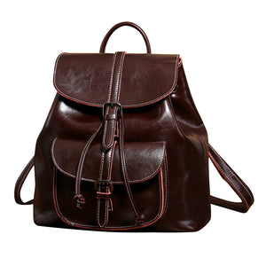 YAAGLE Women Wax Leather Drawstring Backpack YG9912D - YAAGLE.com