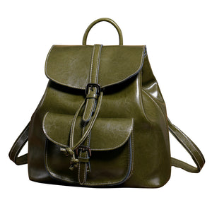 YAAGLE Women Wax Leather Drawstring Backpack YG9912D - YAAGLE.com