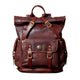 Unisex Fashion Multi-pockets Tanned Leather Travel Backpack YGJWM982 - YAAGLE.com