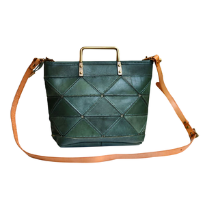YAAGLE Women Tanned Leather Asymmetric Patchwork Handbag YG375 - YAAGLE.com