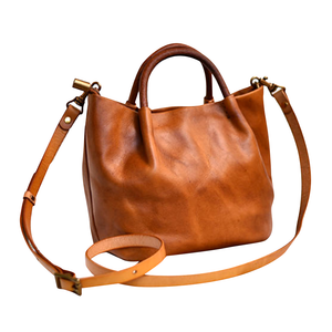 YAAGLE Women Classic Tanned Cowhide Bucket Handbag YG370 - YAAGLE.com