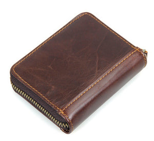 RFID Wallet for Men Genuine Leather Purse Mini Card Holder - YAAGLE.com