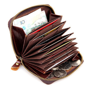 RFID Wallet for Men Genuine Leather Purse Mini Card Holder - YAAGLE.com
