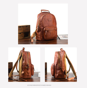 YAAGLE Unisex Large Size Tanned Leather Travel Sling Backpack YG8595 - YAAGLE.com