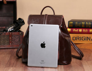 YAAGLE Women Wax Leather Drawstring Backpack YG9912D - YAAGLE.com