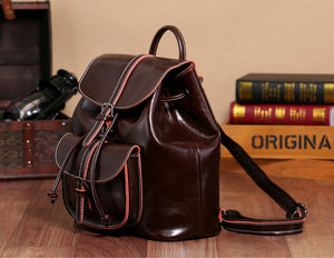 YAAGLE Women Wax Leather Drawstring Backpack YG9912D - YAAGLE.com