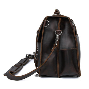 YAAGLE Men's Vintage Multi-functional Tanned Leather Hand briefcase Sling Backpack YG7072R - YAAGLE.com