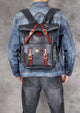 Unisex Fashion Multi-pockets Tanned Leather Travel Backpack YGJWM982 - YAAGLE.com