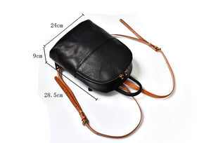 YAAGLE Girls' Simple Real Leather Student Zipper Backpack YG209 - YAAGLE.com