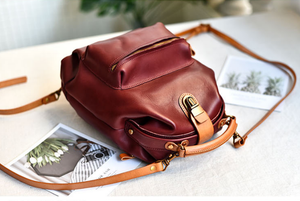 YAAGLE Lady Girls' Personalized Real Leather Sling Backpack YG00306 - YAAGLE.com