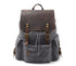 Thick Canvas Waxed Backpack with Leather Decoration #KS6002
