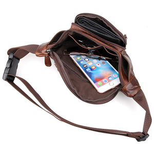 YAAGLE Portable Wax Cow Leather Waist Sling Bag YG7218 - YAAGLE.com