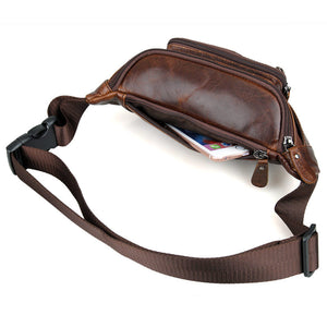 YAAGLE Portable Wax Cow Leather Waist Sling Bag YG7218 - YAAGLE.com