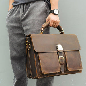 YAAGLE Men's Durable Real Leather Laptop Business Handbag YG7164R - YAAGLE.com