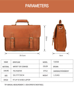 YAAGLE Men's Genuine Leather Business Briefcase Flap Handbag YG7205B - YAAGLE.com