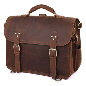 YAAGLE Men's Crazy Horse Leather Business Briefcase Flap Handbag YG7161 - YAAGLE.com