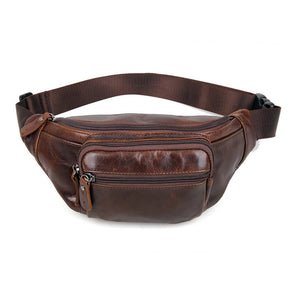 YAAGLE Portable Wax Cow Leather Waist Sling Bag YG7218 - YAAGLE.com