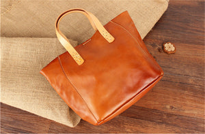 YAAGLE  Simple Style Women Tanned Leather Handbag Tote YG9671 - YAAGLE.com