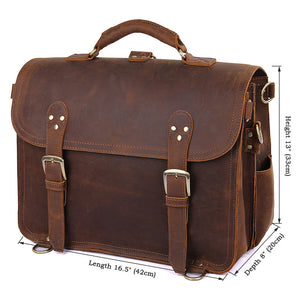 YAAGLE Men's Crazy Horse Leather Business Briefcase Flap Handbag YG7161 - YAAGLE.com