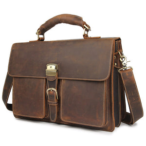 YAAGLE Men's Durable Real Leather Laptop Business Handbag YG7164R - YAAGLE.com