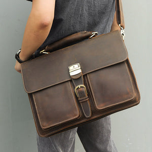 YAAGLE Men's Durable Real Leather Laptop Business Handbag YG7164R - YAAGLE.com