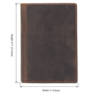 YAAGLE Men's Vintage Crazy Horse Leather Passport Card Holder YG8436 - YAAGLE.com