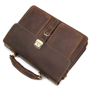 YAAGLE Men's Durable Real Leather Laptop Business Handbag YG7164R - YAAGLE.com