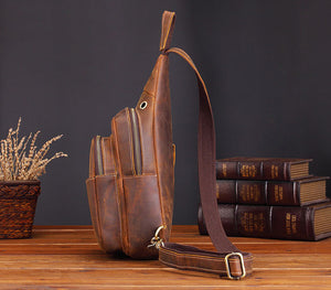 Vintage Full Grain Leather Small Sling Backpack Crossbody Summer Bag YG3722 - YAAGLE.com