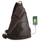 YAAGLE Mens Crazy Horse Leather Sling Chest BackPack USB Charging Sports Crossbody Bag YG5115 - YAAGLE.com