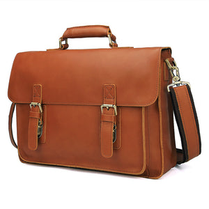 YAAGLE Men's Genuine Leather Business Briefcase Flap Handbag YG7205B - YAAGLE.com